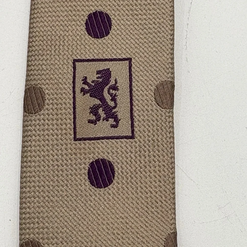 Bugatchi Made‎ in Italy 100% Silk Tie Tan Purple Paisley Necktie 62x3 Excellent